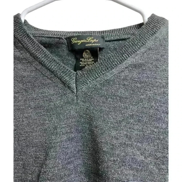 Giorgio Lupi Extra Fine Merino Wool Made in Italy Men's Sweater Gray Medium - Picture 2 of 7
